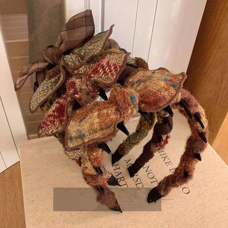 秋冬新款缠绕齿梳蝴蝶结发箍气质高颅顶发卡头箍外出百搭甜美头饰