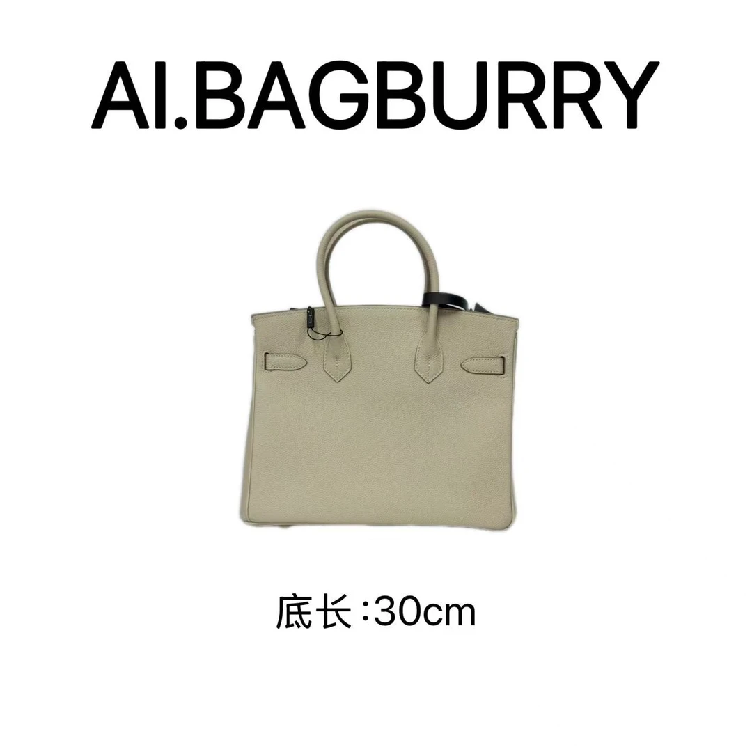 【奶昔白金扣】牛皮 优雅风手拎包 30603奶昔白金扣