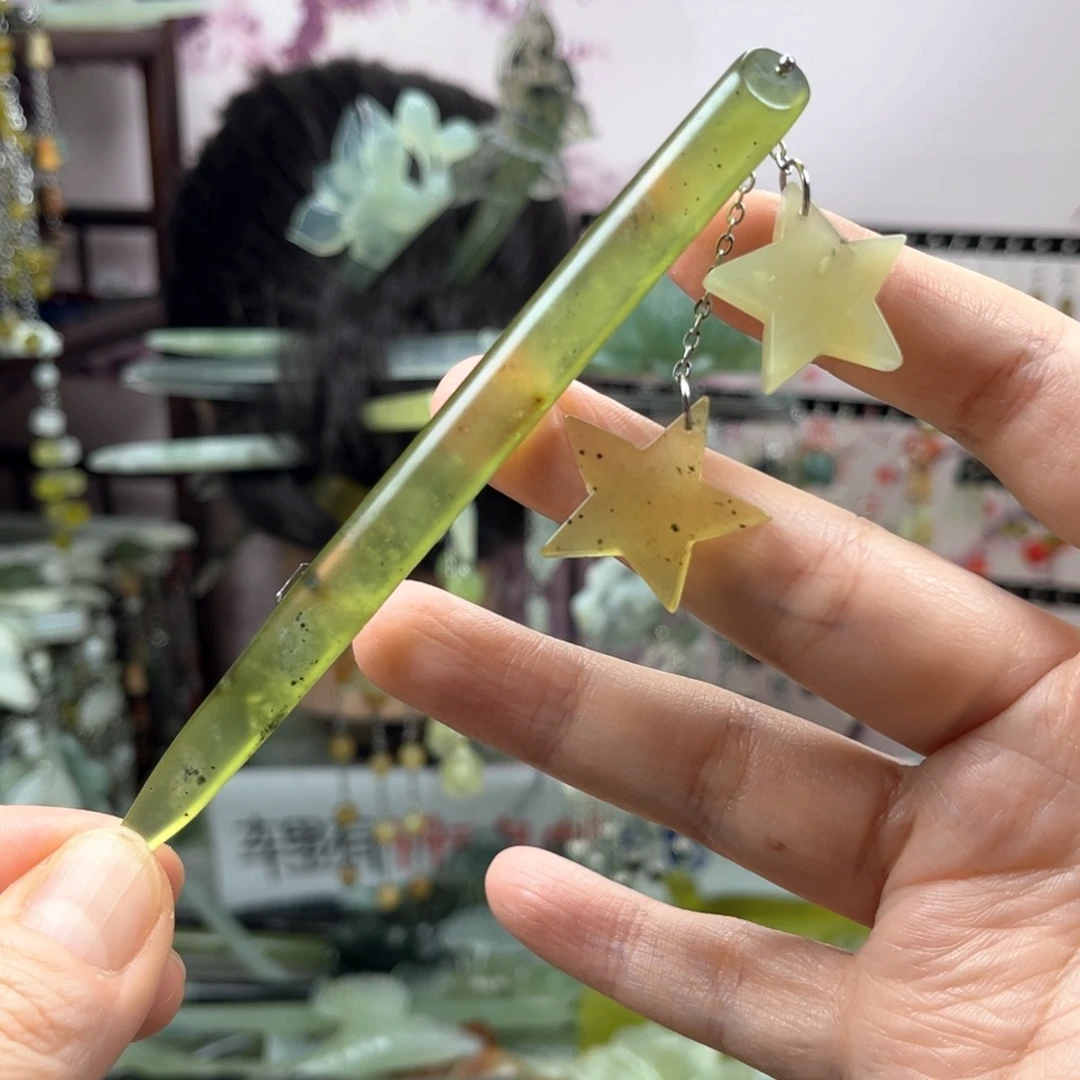 岫玉未镶嵌发饰长度12.5厘米左右