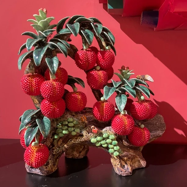 【本尼家】W54非遗手工石湾陶瓷大号荔枝客厅桌面玄关装饰摆件