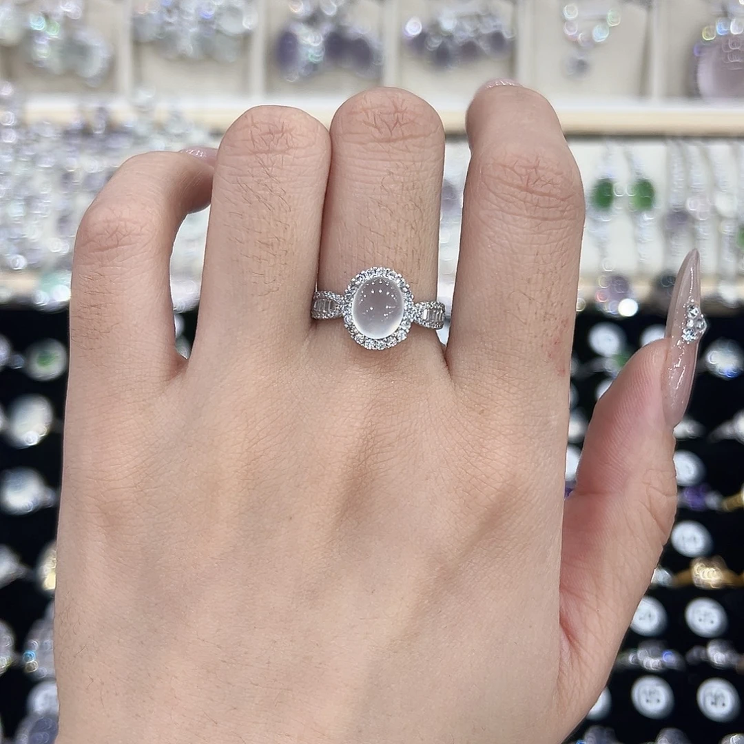 岫玉银S925镶嵌戒指