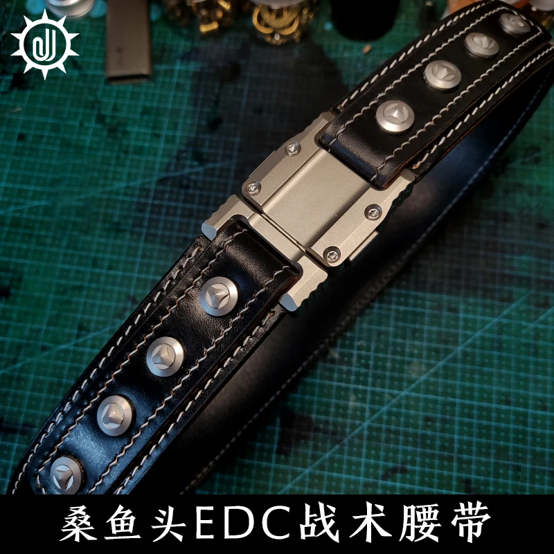 桑鱼头战术腰带男EDC微技术 登山英国马缰革缝线皮带真皮休闲男士