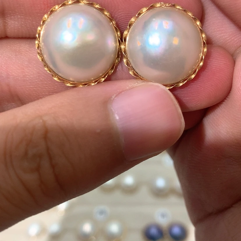【闪购商品】耳饰拼合珍珠（马贝珠）18K金镶嵌