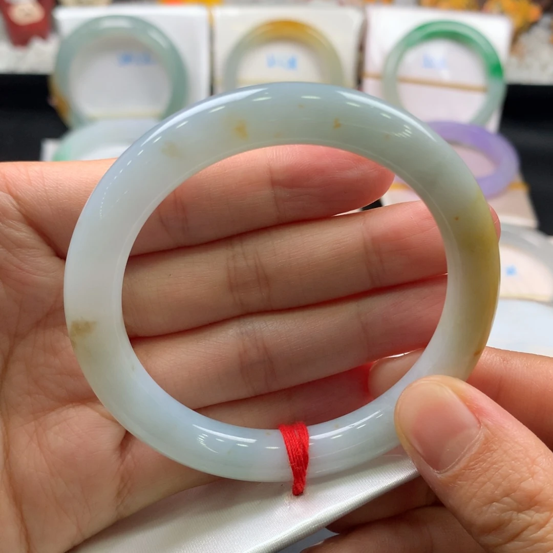 翡翠未镶嵌手镯洒金特色镯