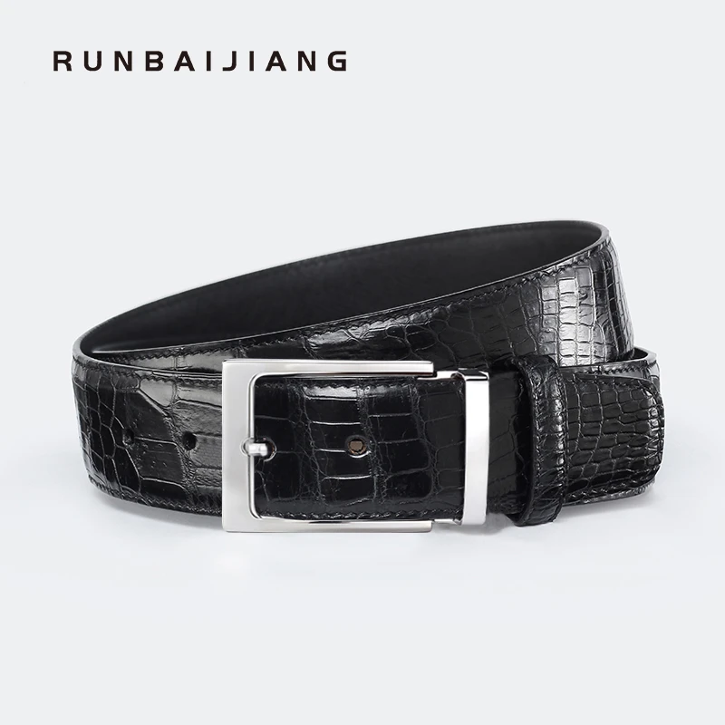 总裁系列三代高档鳄鱼皮男士商务腰带简约百搭黑色针扣送礼/自用