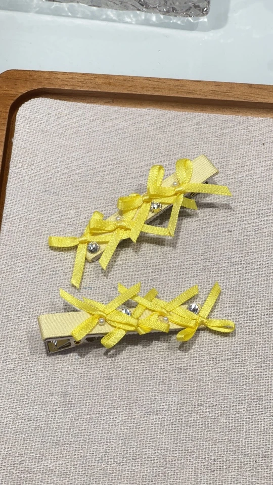 416-19黄色蝴蝶结一对