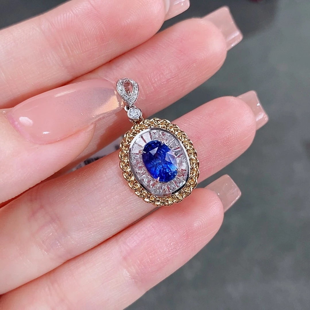 蓝宝石颈饰18K金镶嵌1.78ct