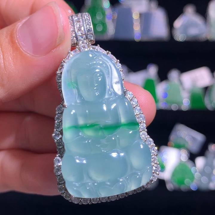 【闪购商品】翡翠银S925镶嵌颈饰天然翡翠