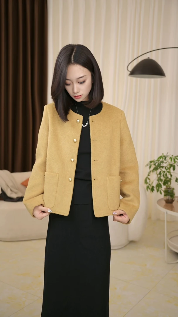 2025新款羊毛小香风早秋款高级圆领气质休闲上衣外套时尚