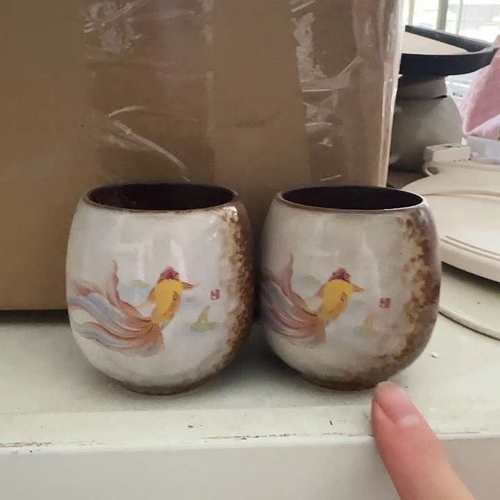 颜瓷闪购链接商品金鱼龙蛋杯两只