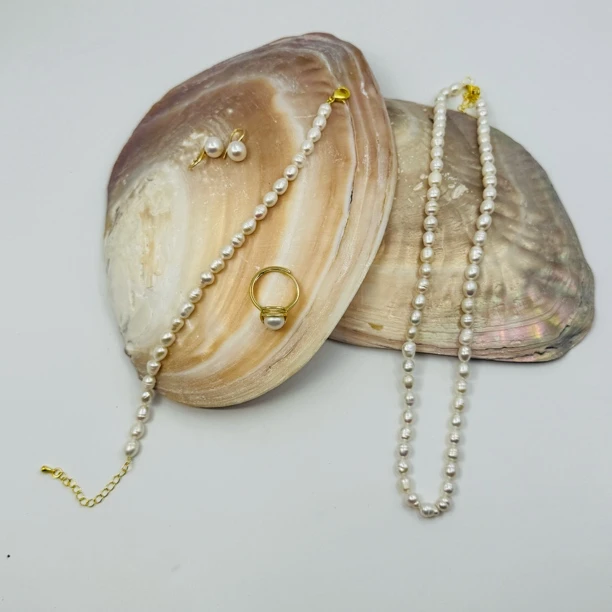 铜仿珍珠项链 TJ262 仿珍珠首饰 项链手链耳环戒指四件套