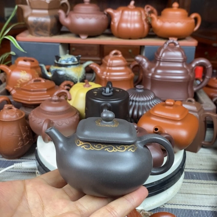 茶壶紫砂乾坤140cc原矿古天青描金丝特价