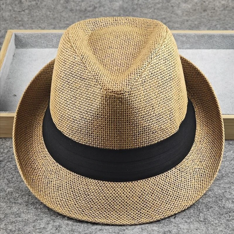 硬挺有型草礼帽英伦范爵士帽大头围男士帽子夏季防晒遮阳情侣款帽