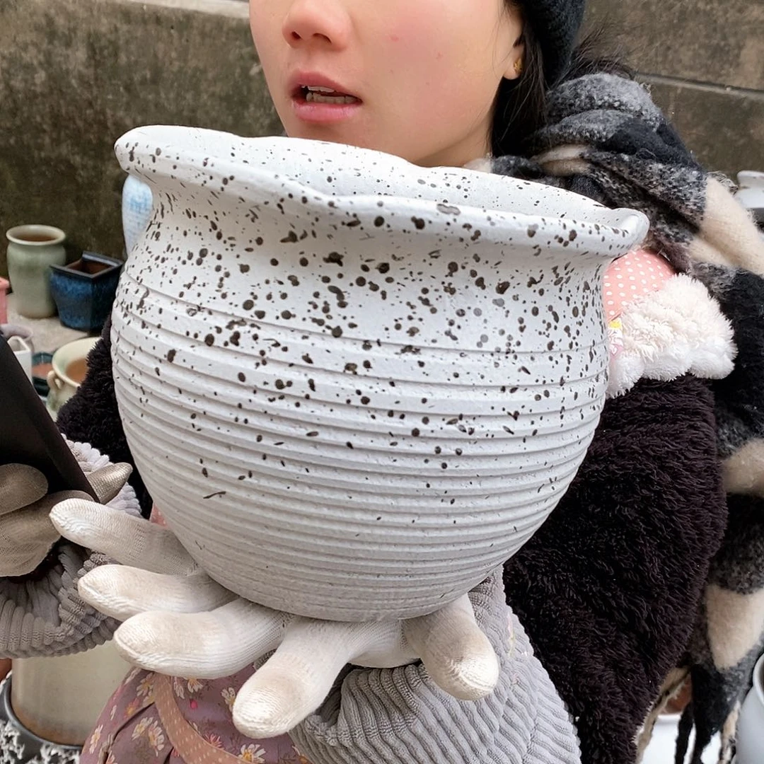 紫砂花盆瑕疵口20高16