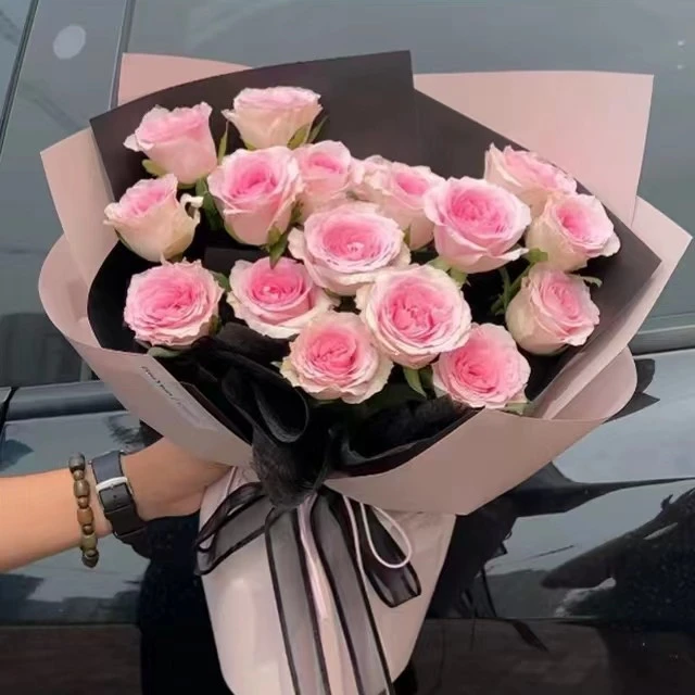 19朵粉色洛神玫瑰花束