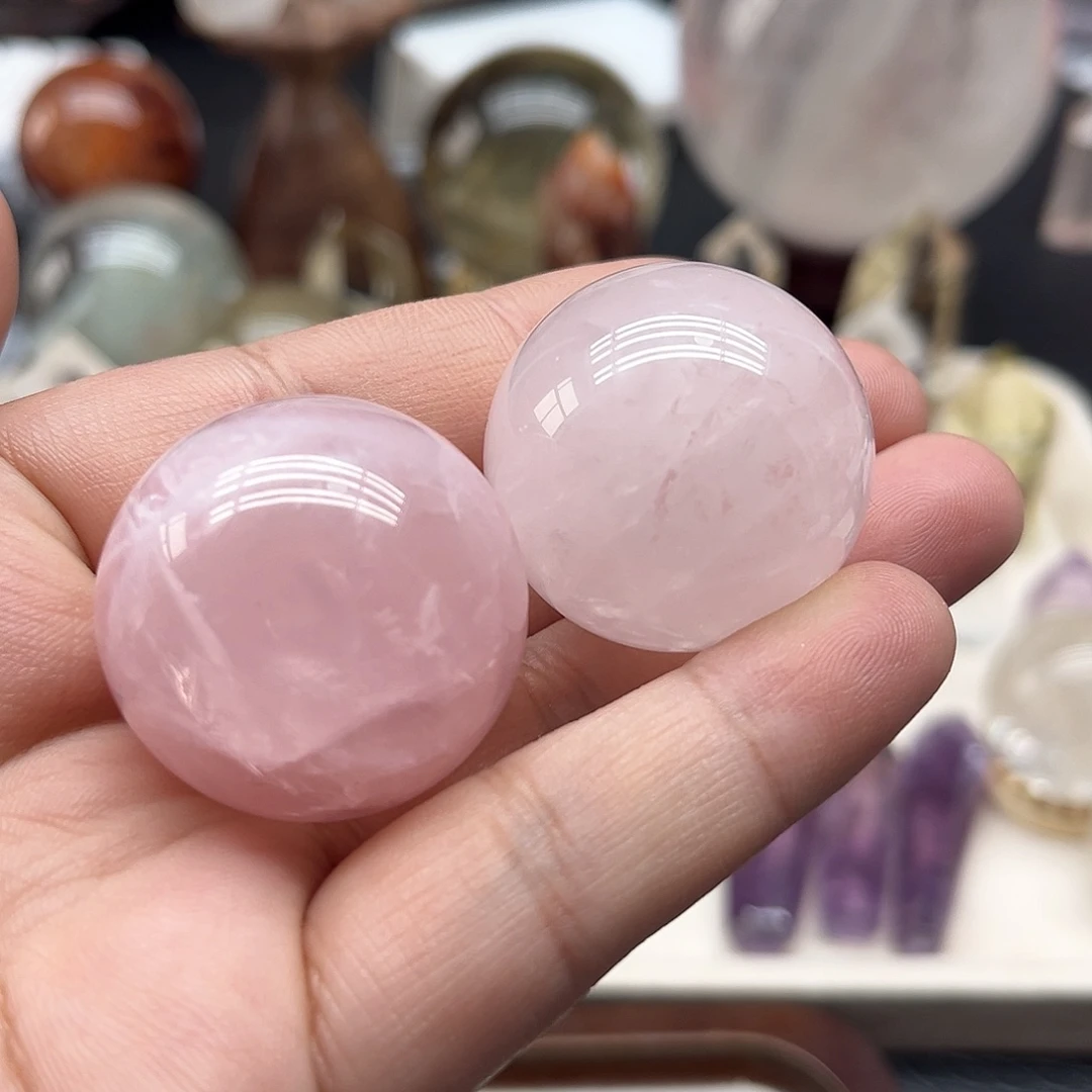 未镶嵌水晶珠宝半成品71 粉水晶球32mm
