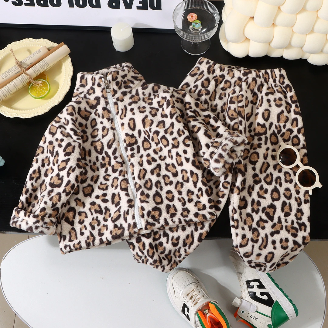 专属儿童家居服套装男女双面加绒加厚泡芙绒睡衣加保暖两件套