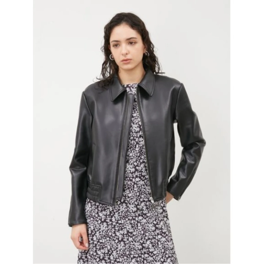 【Montendre】秋季新款 M 气质复古机车风百搭仿皮翻领皮衣休闲外套