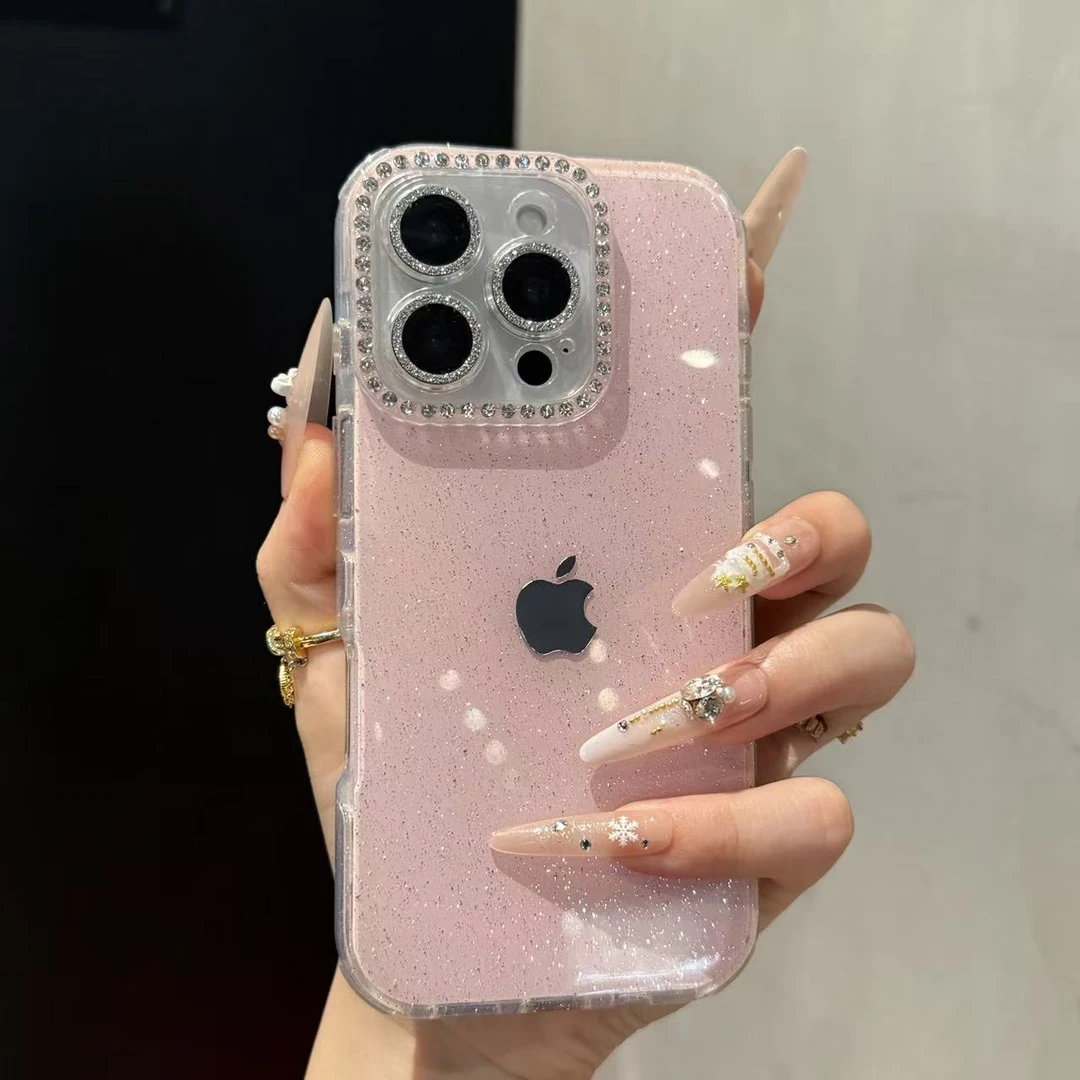 新款高颜值闪粉纯色果冻适用苹果16promax手机壳iPhone15全包14硬