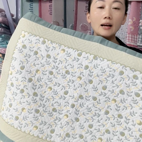 棉纱布绿色果实累累纯棉