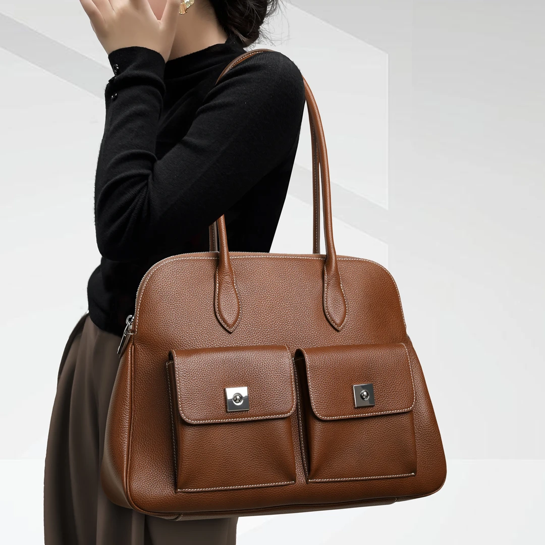 CCAMO牛皮女包2025年新款潮款大容量包包女款单肩腋下小众轻奢包