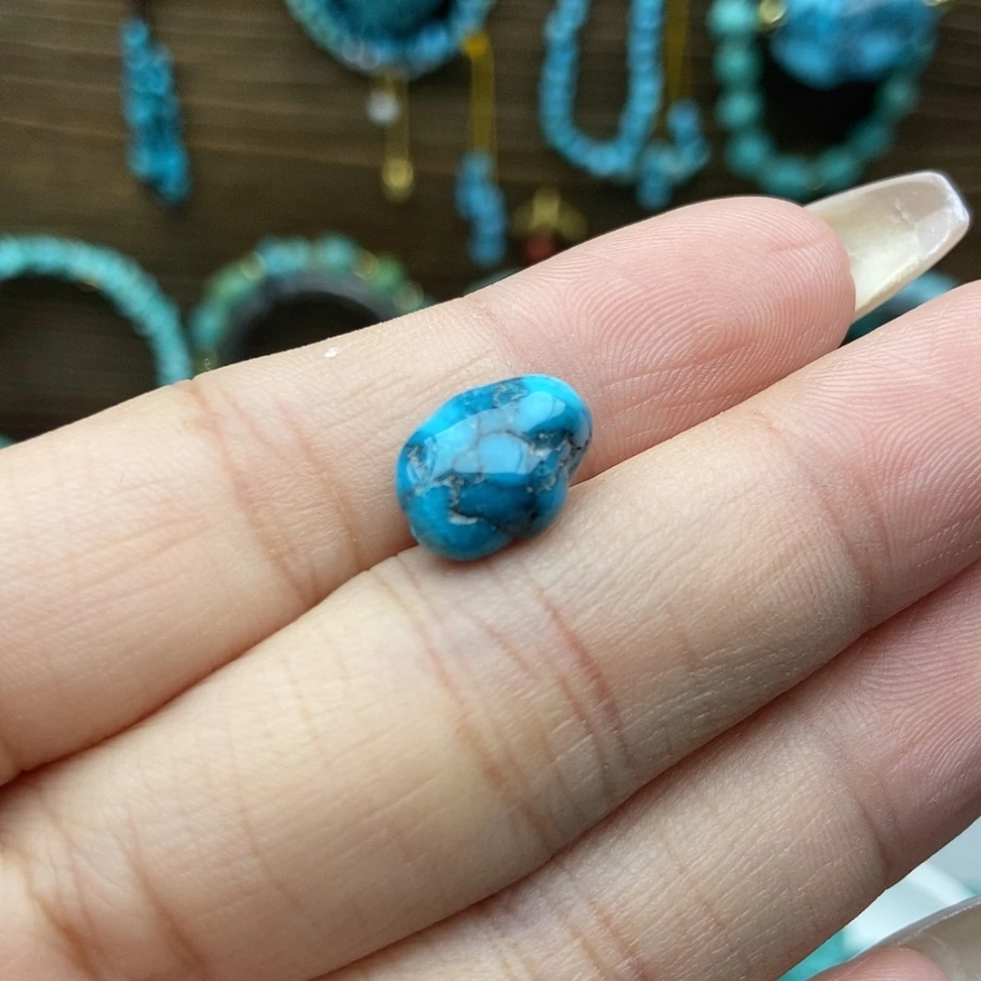 绿松石未镶嵌玉化蓝豆子