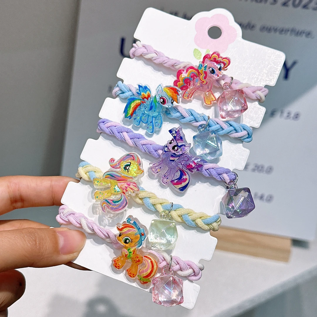 A-6344  d 混色5个小马方块双配件切面耐用百搭编织头绳     发圈