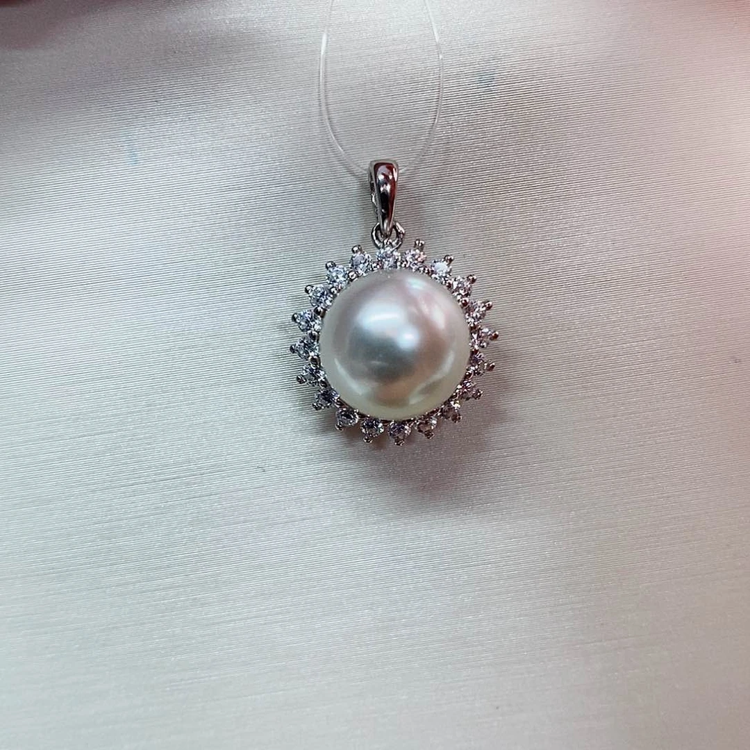 吊坠(不含链)银S925镶嵌海水珍珠10-11