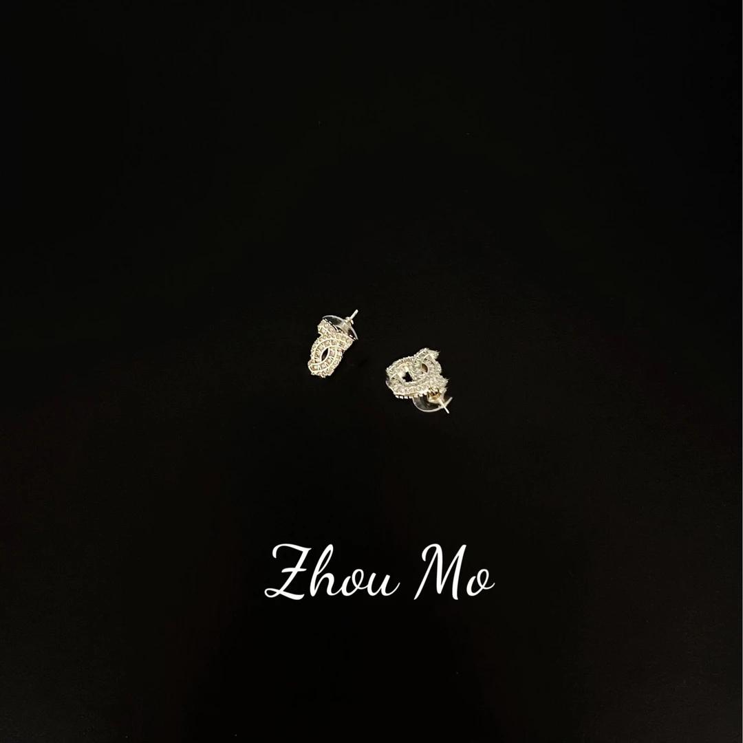 铜合金耳饰 【MOMO】重工镶嵌满钻耳环   B-044