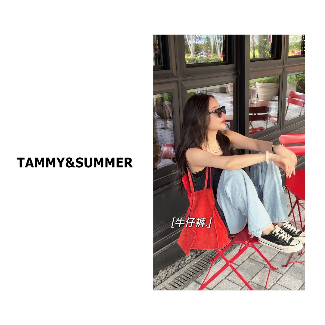 【Tammy&Summer】宽松百搭复古蓝色水洗直筒阔腿裤休闲牛仔裤33017