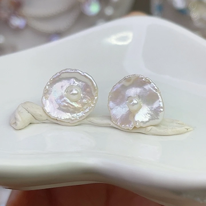 淡水珍珠银S925镶嵌耳饰