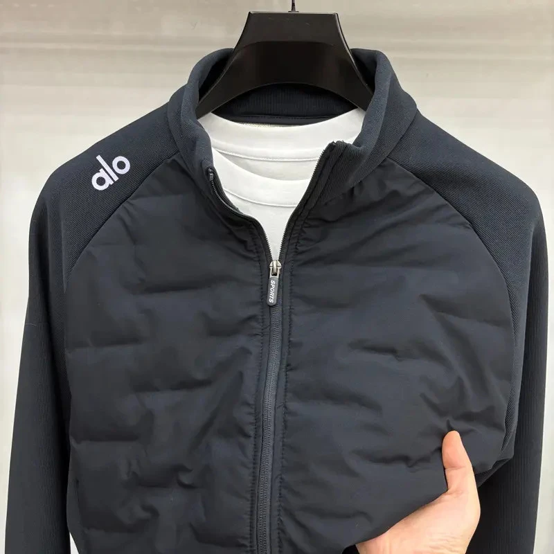 ALO轻奢秋冬立领绵羊毛填充棉服男士运动休闲加厚保暖男装外套