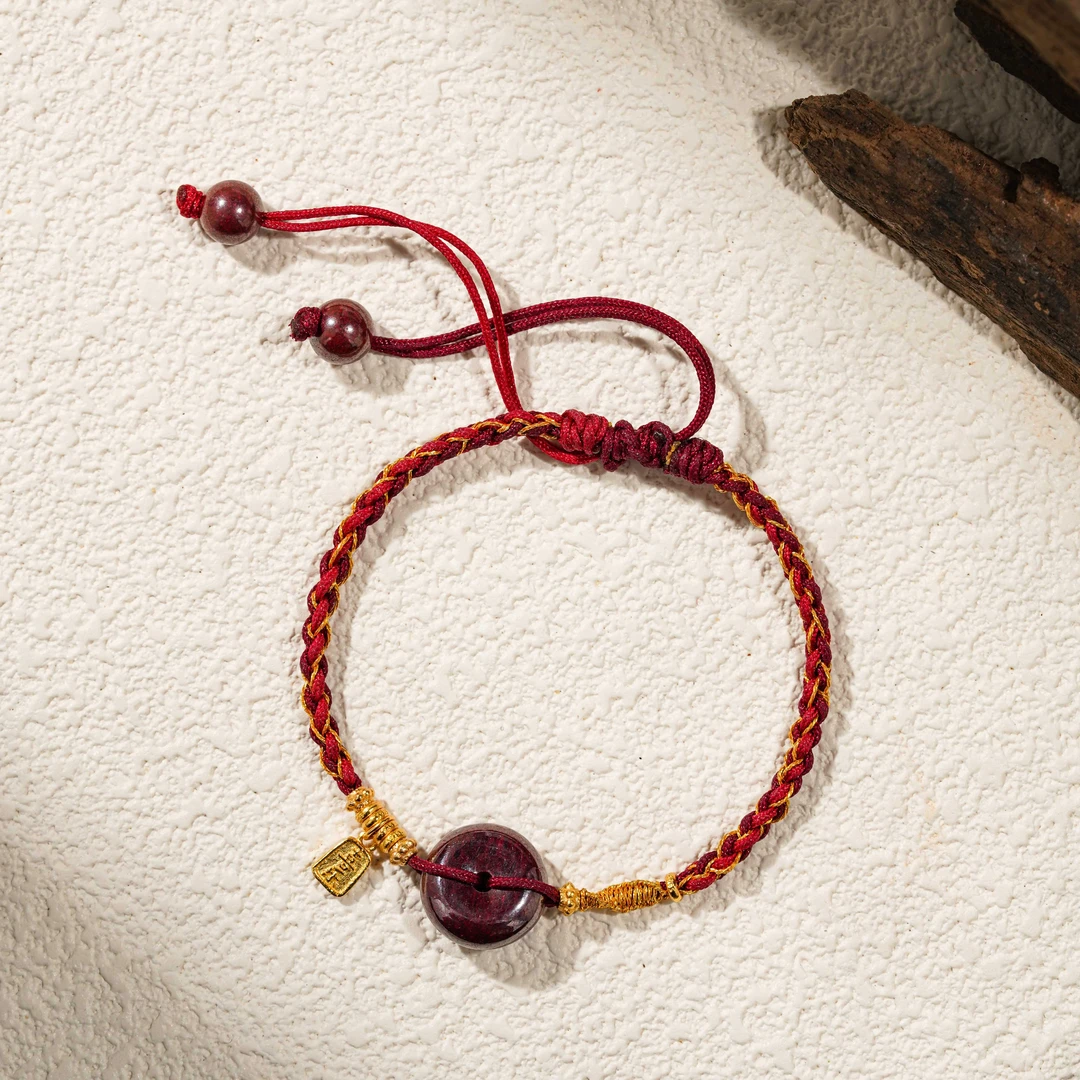 含辰砂工艺品【朱砂平安扣】朱砂手绳（天然珠宝多样性发其一）