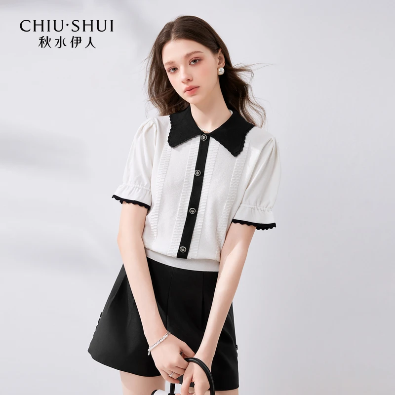 【丽公主】秋水伊人赫本风优雅短袖针织衫显瘦上衣624203D100387