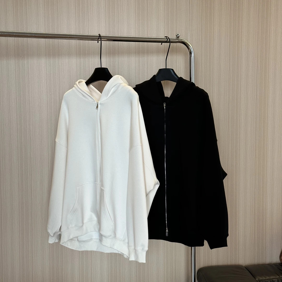 WMM空气软棉连帽拉链大版型卫衣外套纯色女士时尚百搭休闲