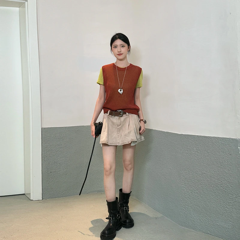 【VIINS】SONGFORIDEAL法式针织毛衣马甲女背心圆领无袖上衣5053