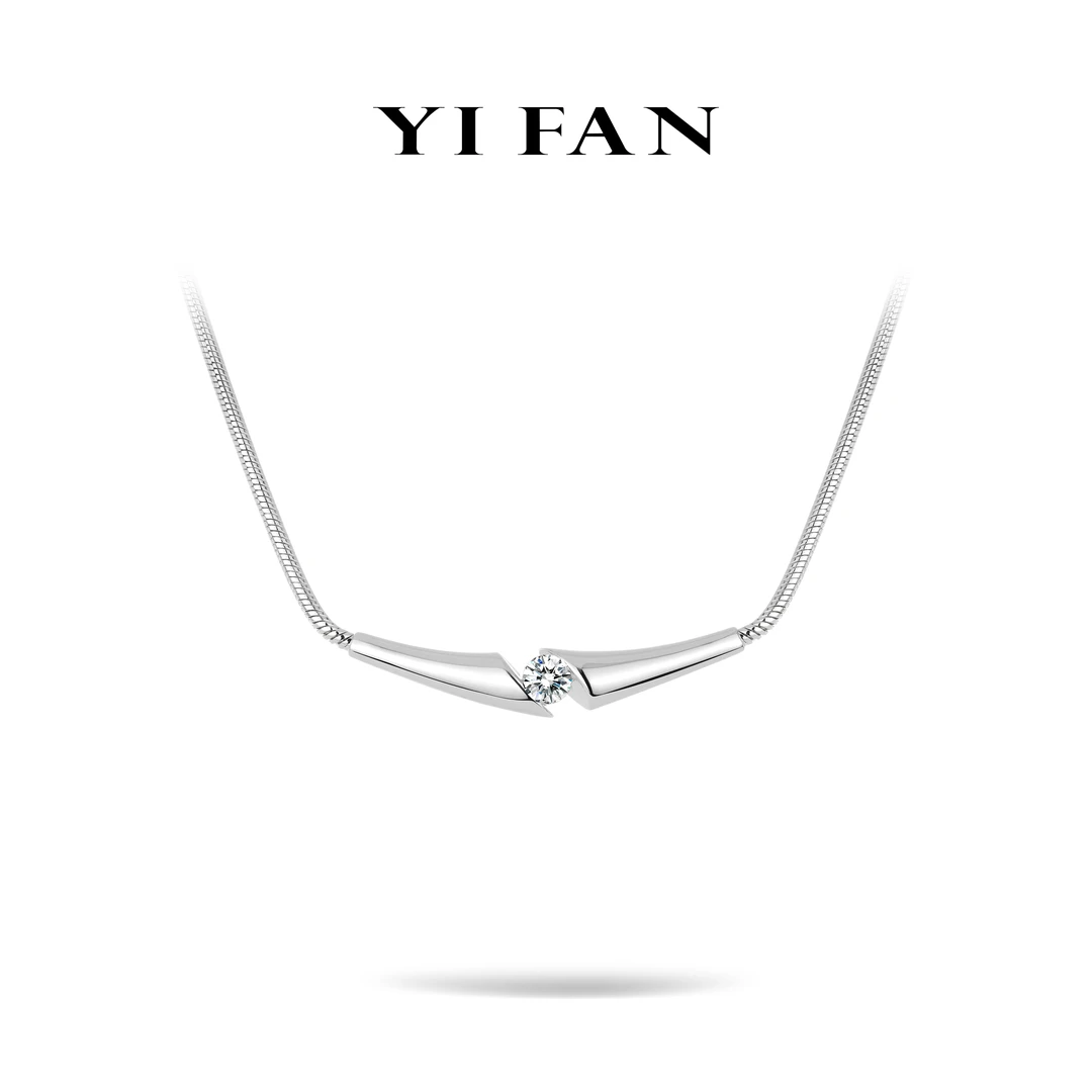 坠链均925银合成锆石 20867-白色单钻明日之星百搭项链