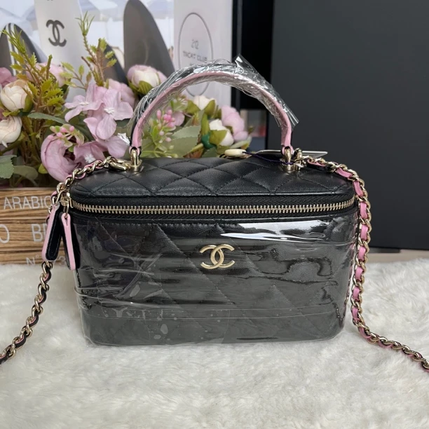 99新 Chanel/香奈儿 23p黑粉手柄长盒子（芯片)
