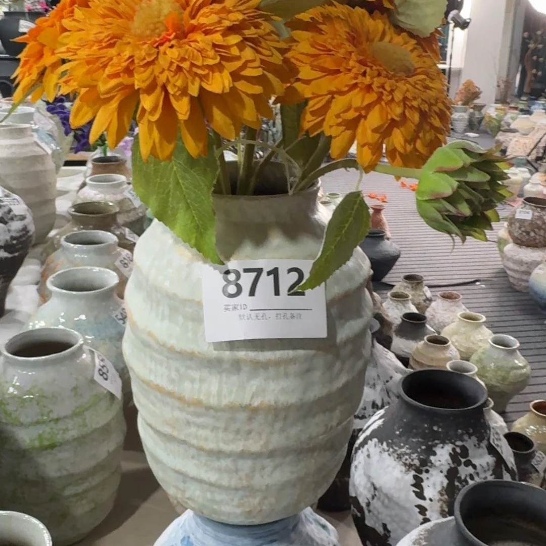 自***心陶摆件景德镇高温花瓶编码8712高28口8默认无孔