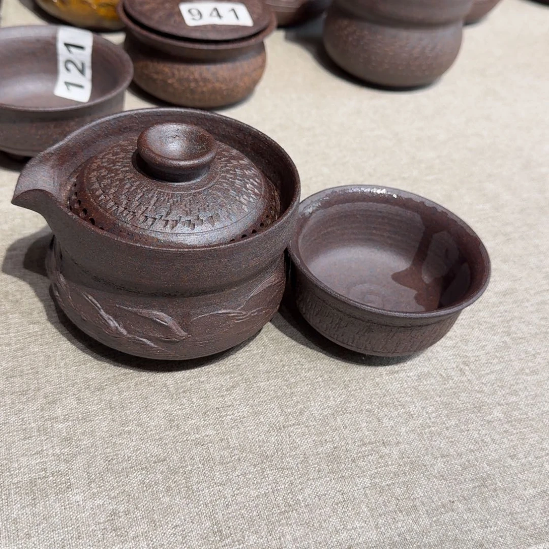 摆件粗瓷茶具素色盖碗