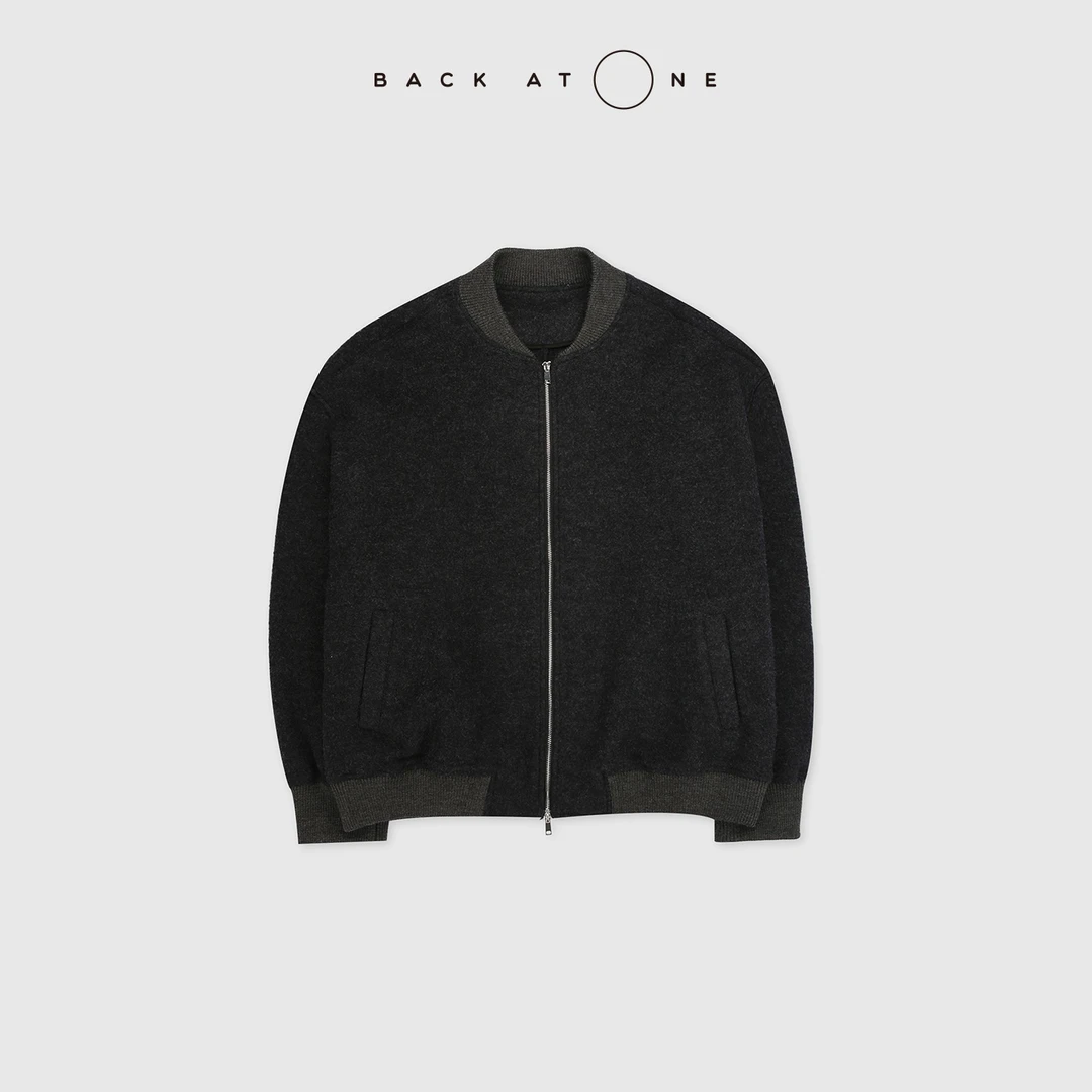 BACKATONE“暖屿”  时尚百搭休闲羊毛拉毛拉链外套 BFF-1BS383Q-K