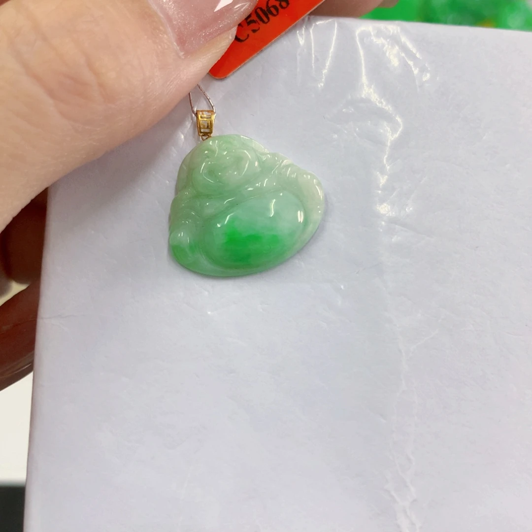 吊坠(不含链)18K金镶嵌翡翠