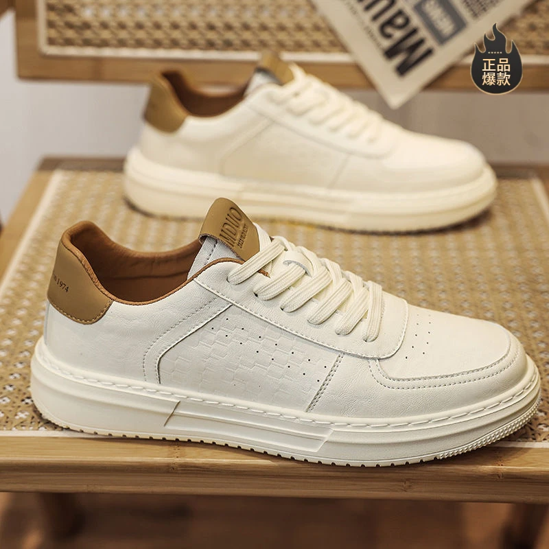 断码小白男鞋2025新款夏季透气潮流百搭男款休闲皮鞋男士白鞋运动
