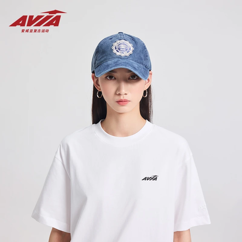 AVIA爱威亚复古运动时尚棒球帽小脸美学小软顶徽章做旧水洗帽子