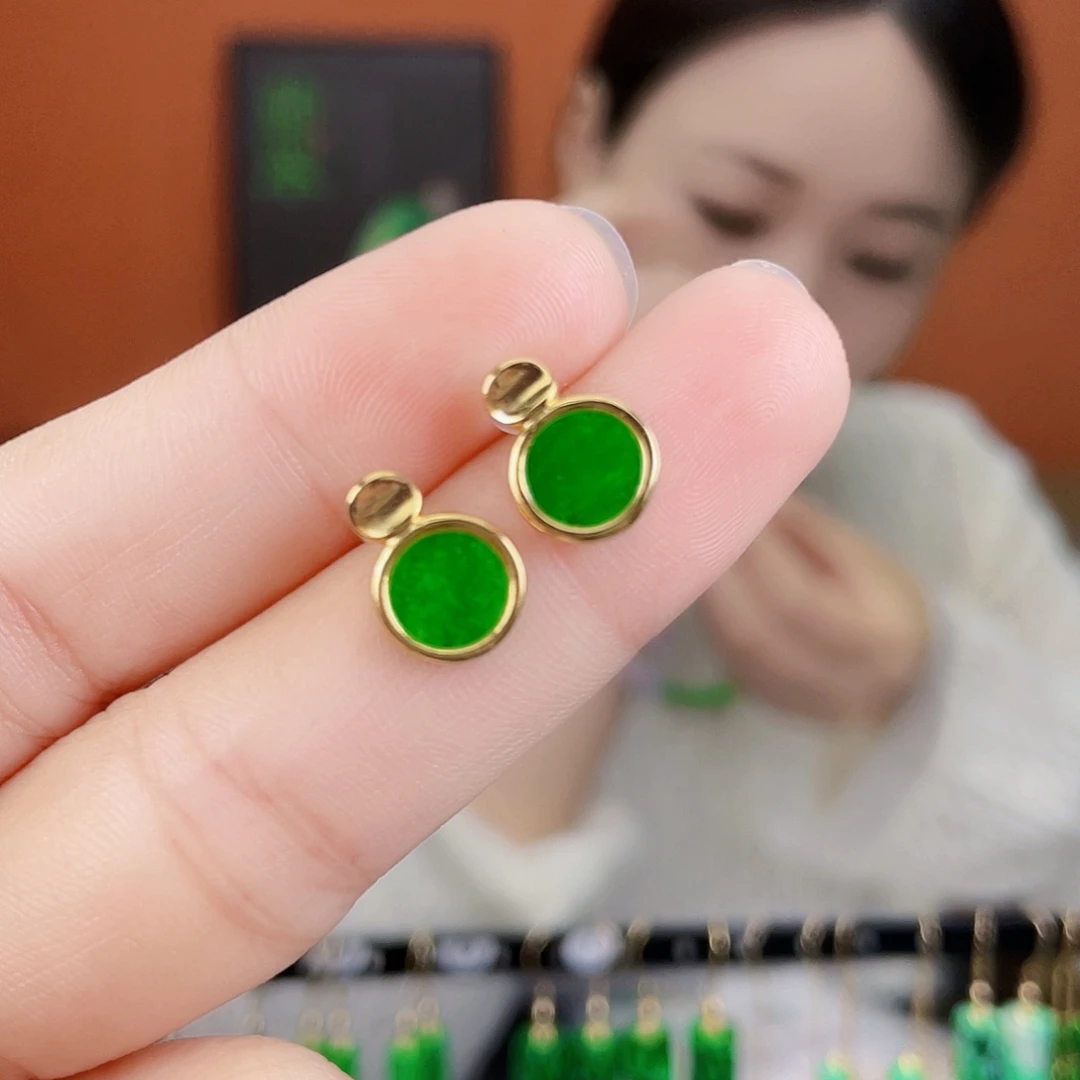 翡翠银S925镶嵌耳饰