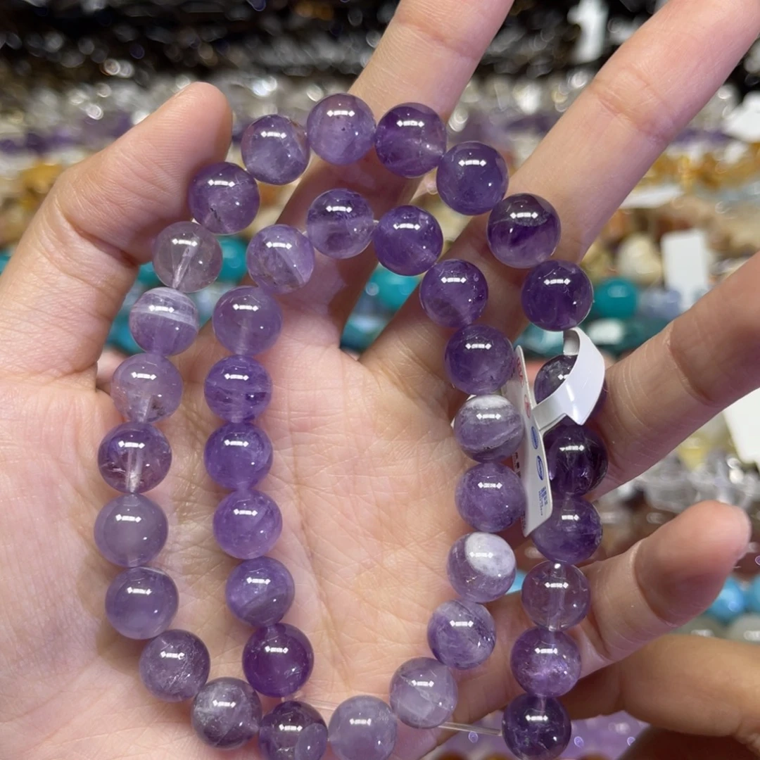 水晶未镶嵌手链天然梦幻紫水晶卡18.8长条38厘米