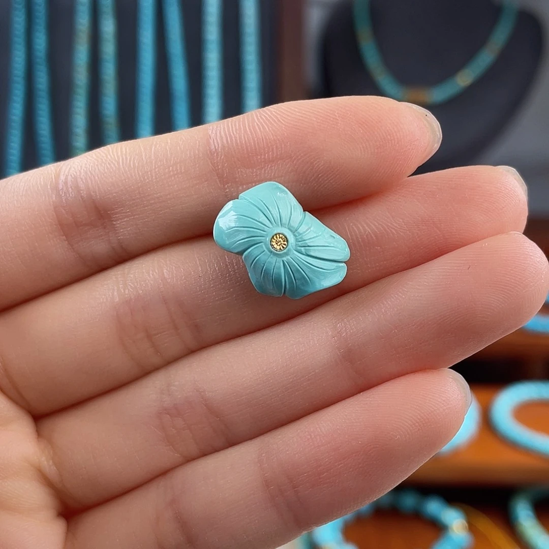 绿松石未镶嵌配饰奶蓝色17mm