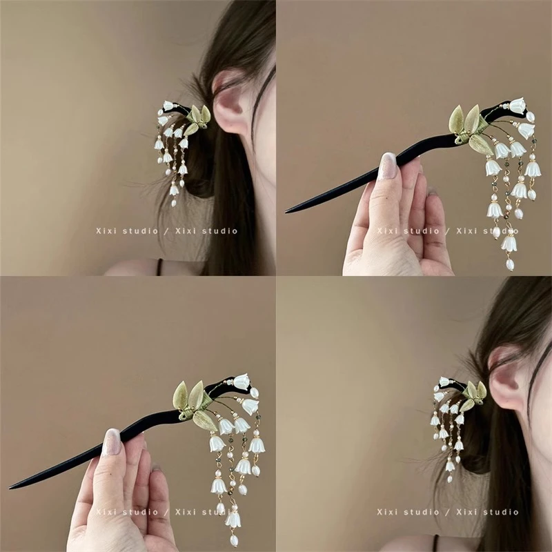 古风铃兰流苏发簪新中式马面裙配饰精致步摇高端簪子气质钗子头饰