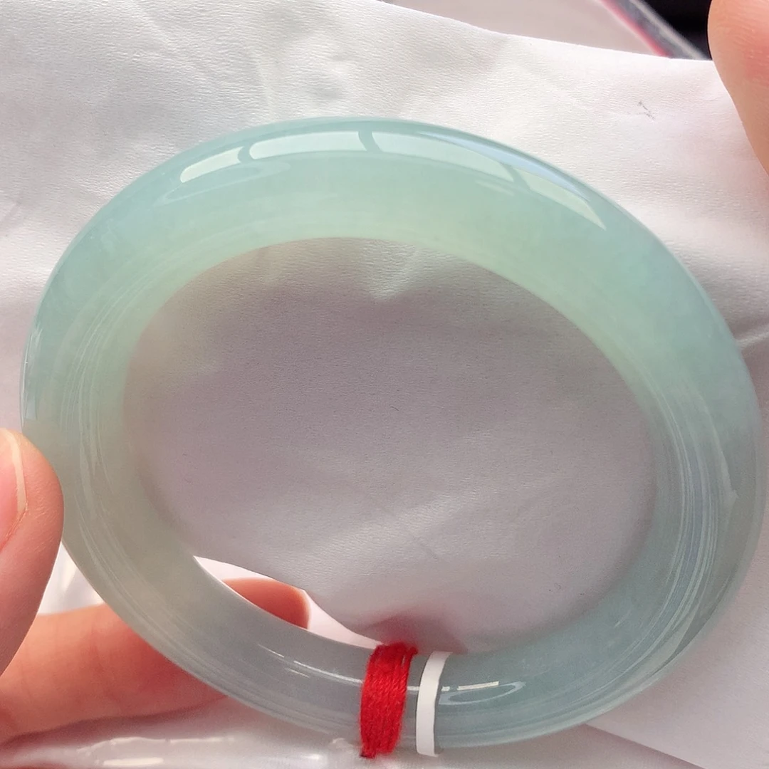 未镶嵌手镯翡翠56-57圈口冰胶透晴绿底对标大万品质5号