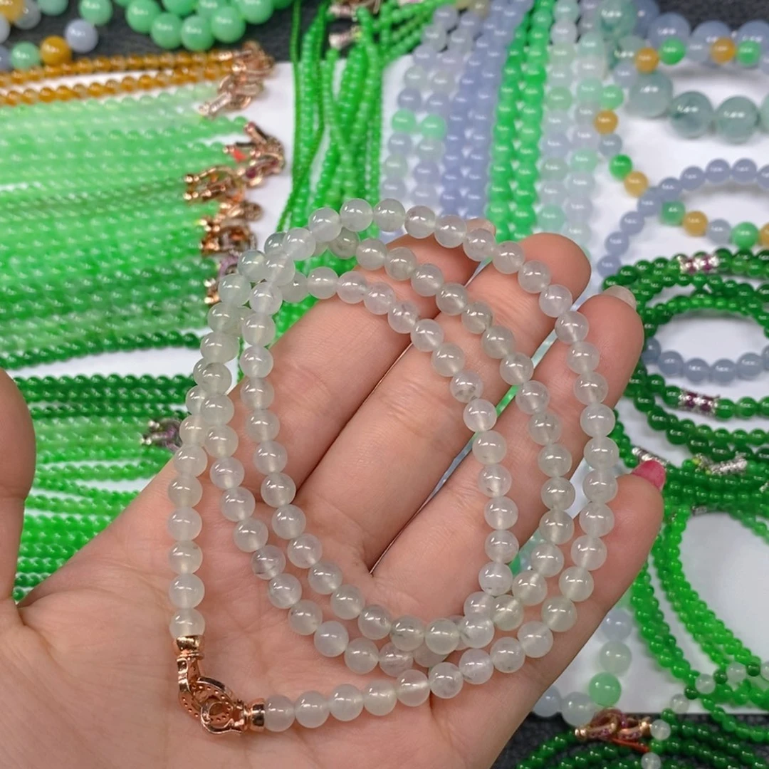 颈饰未镶嵌翡翠缅甸天然翡翠冰种项链6